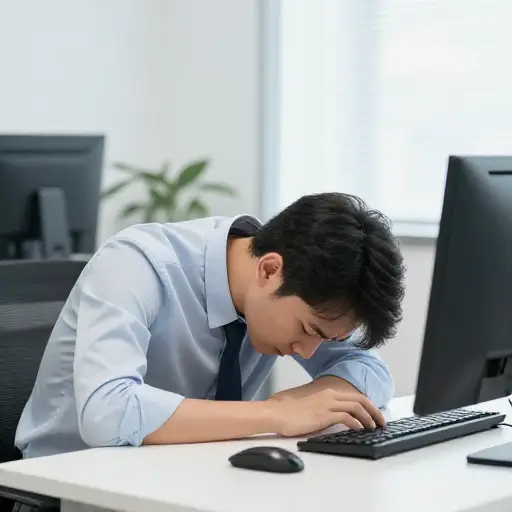 整天坐在办公桌前可能导致不良姿势。