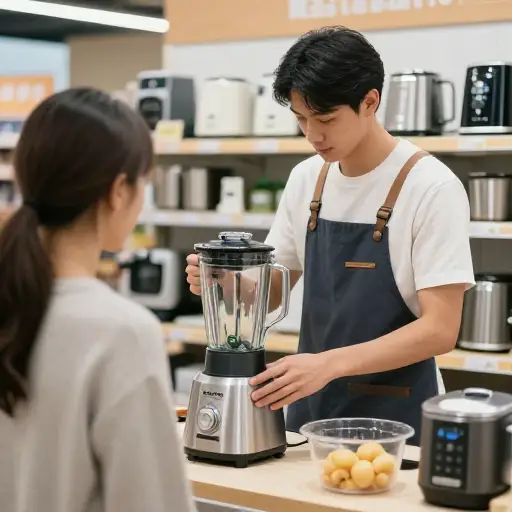 他找到了一份在百货公司演示厨房电器的工作。