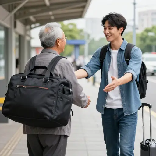 让我帮你拿那个重袋子吧。