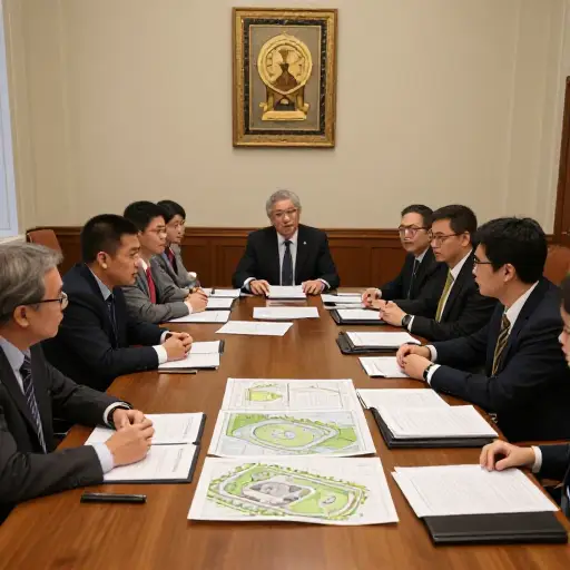 关于拟建的新公园，市政厅会议上充满了热烈的讨论。