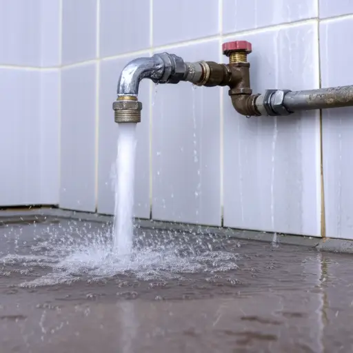 水管突然爆裂，水喷得到处都是。