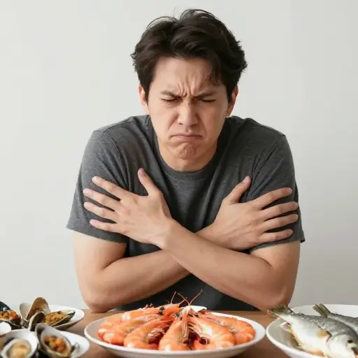 他对海鲜有强烈的厌恶，从不愿意尝试。