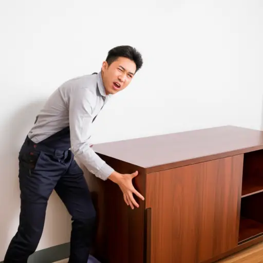 他搬家具时一直在哼哼唧唧地发出声音。