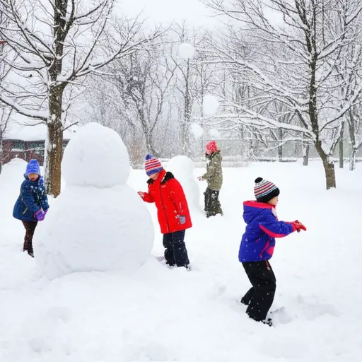 孩子们喜欢在雪地里玩耍。