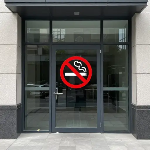 这栋楼有严格的无烟政策。
