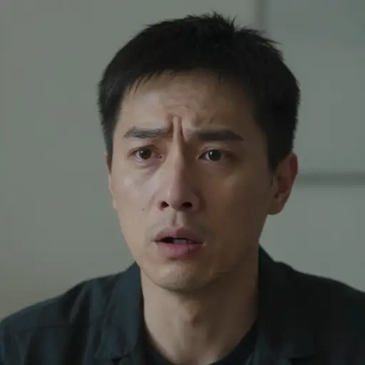 他脸色苍白，说话时声音颤抖。