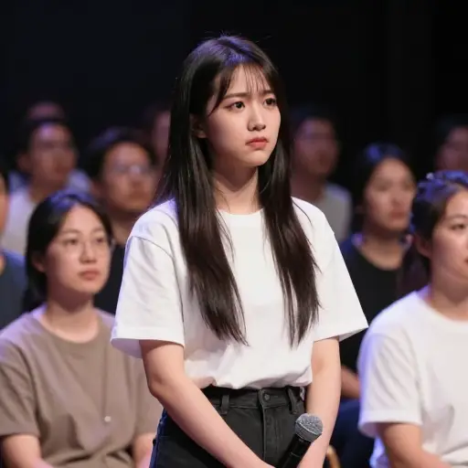 她在公共场合表演时感到紧张。