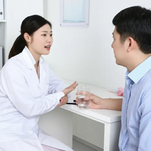 医生建议他每天多喝水以改善健康。