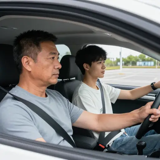 我爸爸教我开车。