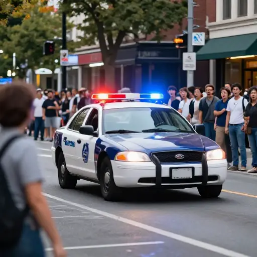 警车刺耳的警笛声让所有人都转过头去。