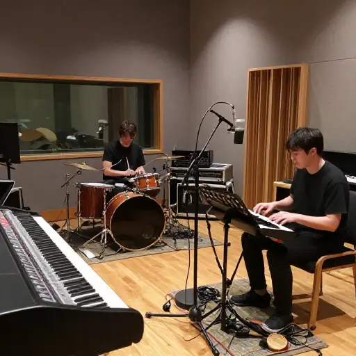 乐队在录音棚里度过了一天。