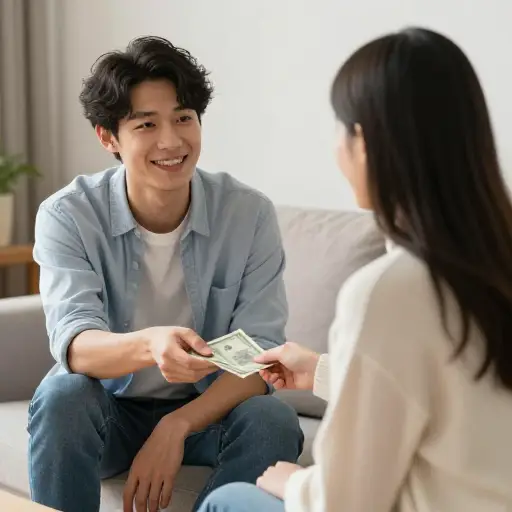 我把钱给了我的姐姐。