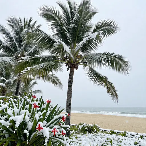 在这个热带地区下雪确实是个异常现象。