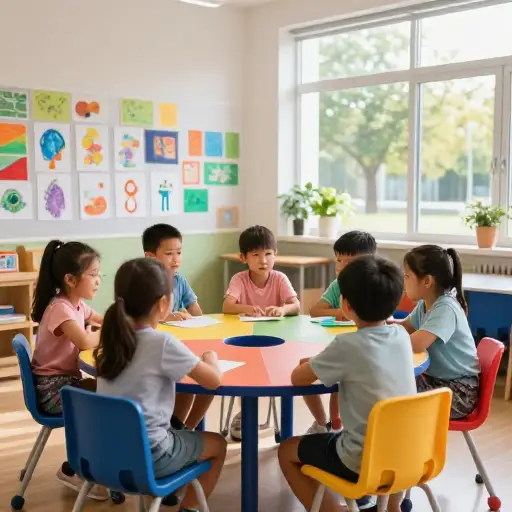 我的孩子们就读于一所非常先进的学校，注重创造力培养。