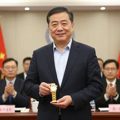 他因在公司服务了30年而被授予一块金表。