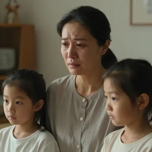 她忍住眼泪，为了女儿们的好处而放下自尊。