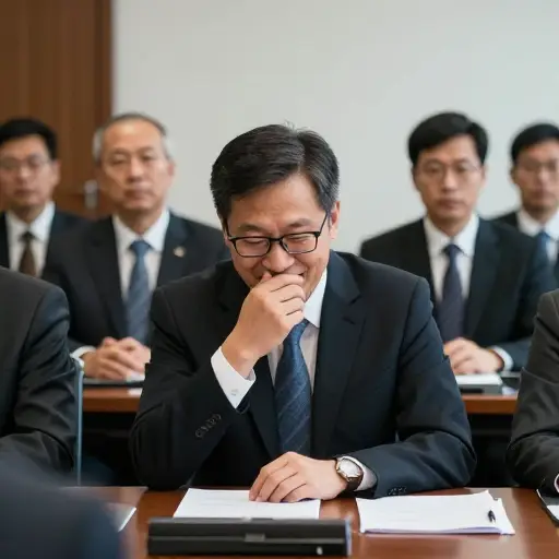 在那场严肃的会议上，他那个有趣的评论差点让我没绷住脸。