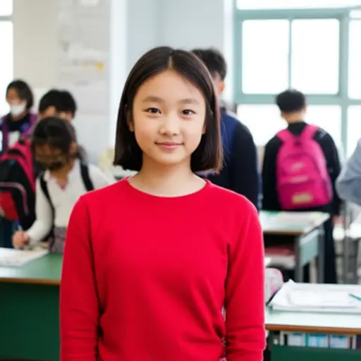 那个穿红衣服的女孩是我的同学。