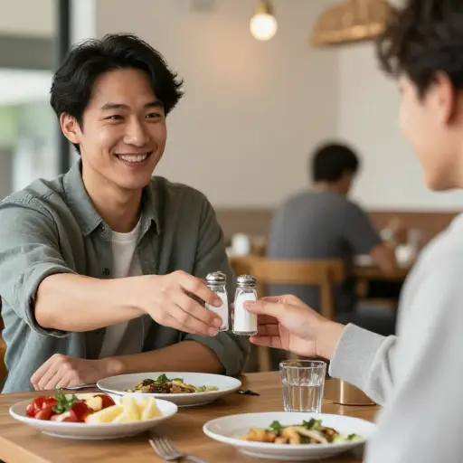 “请把盐递给我好吗？”“当然可以。”