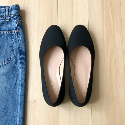 这双黑色平底鞋几乎可以搭配任何服装。