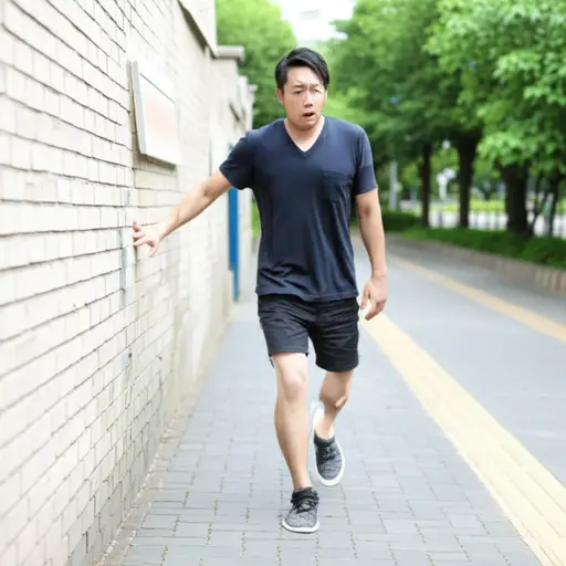 他摔伤后，走路时明显一瘸一拐的。