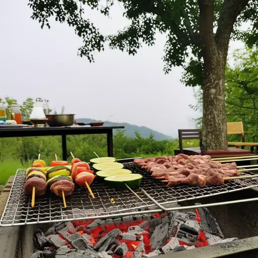 我们周末烧烤会上准备的烤肉非常美味。