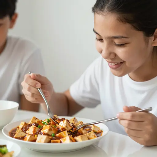 她最喜欢的食物是麻婆豆腐。