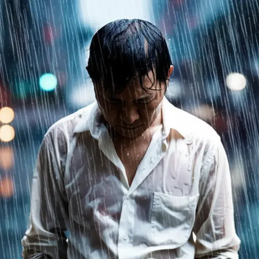 这个可怜的家伙，下雨天居然忘了带伞。