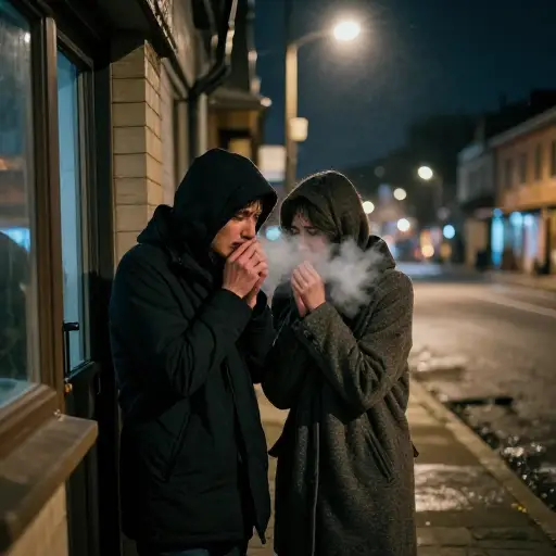 晚上天气变冷了，所以我们到家时浑身发抖。