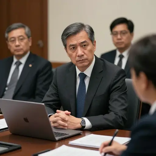 在严肃的会议上，他努力保持面无表情。