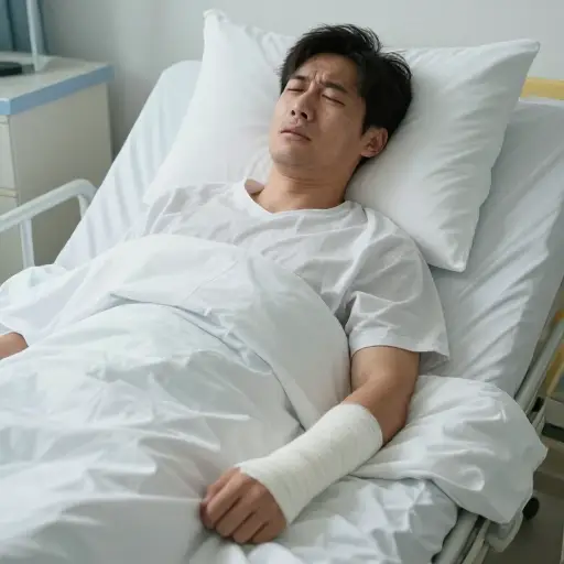 他的胳膊、腿和几个内脏器官都受了伤。