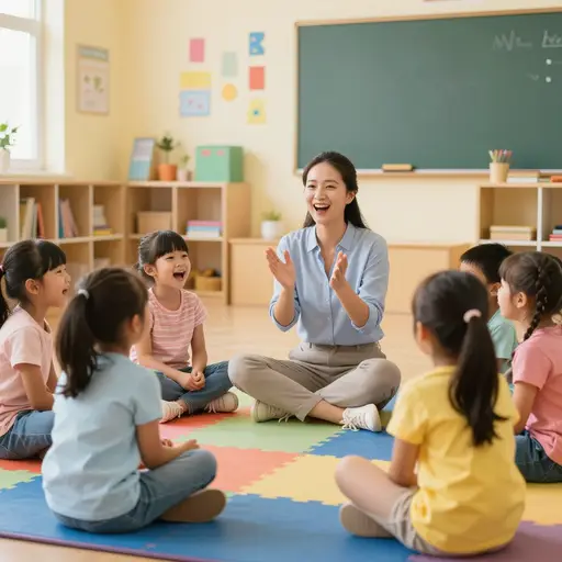老师要求孩子们背诵字母表。