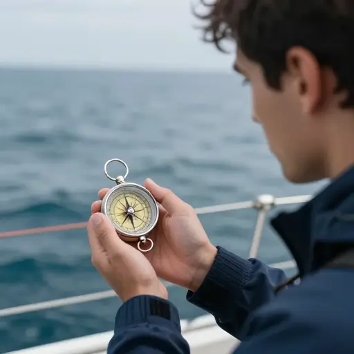 导航员使用罗盘上的方位点来确定方向。