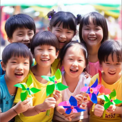 孩子们喜欢从集市上买来的各种新奇小玩意。