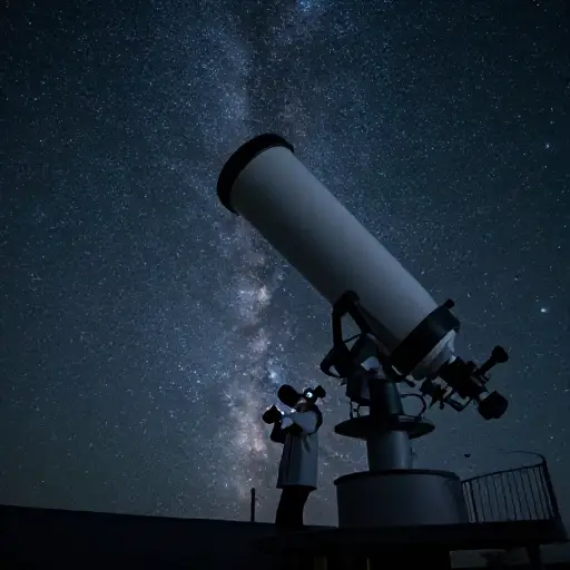 科学家使用望远镜观察遥远的星系。