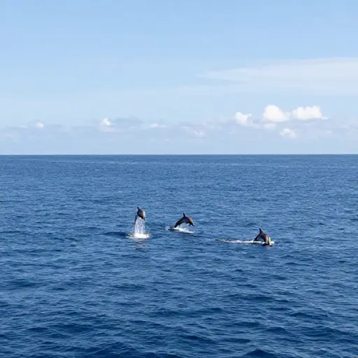 许多海洋生物生活在远离海岸的广阔海域中。