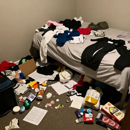 他的房间是个垃圾堆。