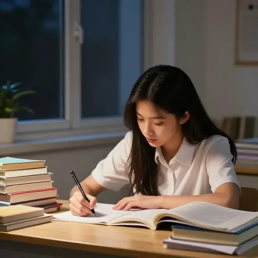 她上学时真的很拼命，为了取得好成绩。