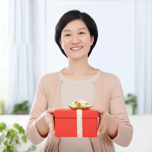 收到礼物的妈妈非常高兴。