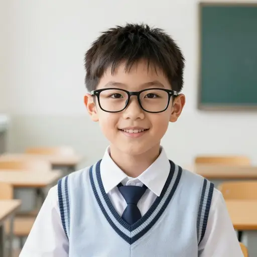 他戴着眼镜。