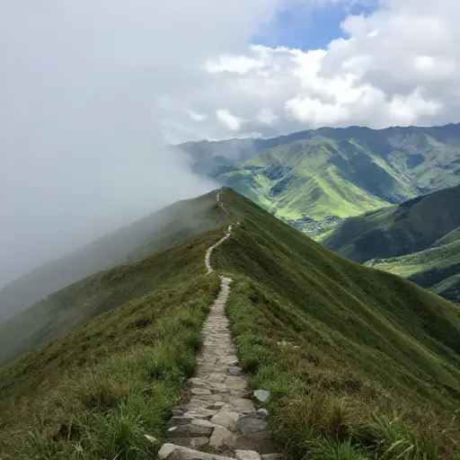 这条小径越过山脊进入下一个山谷。