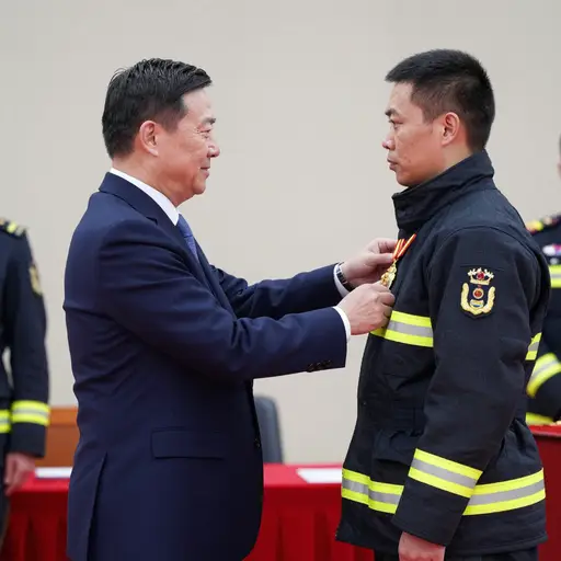 市长将在明天的仪式上授予这位消防员荣誉勋章。