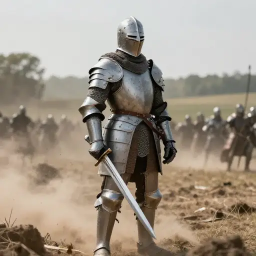 骑士拔出他的剑，准备战斗。