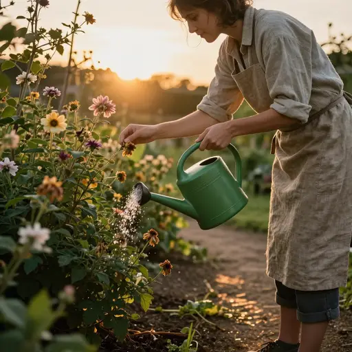 她发现每天傍晚在花园里浇水和掐枯花的日常节奏中蕴含着真正的快乐。