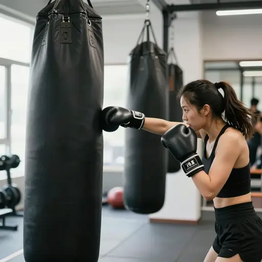 她挥出一拳，打中了他的鼻子。