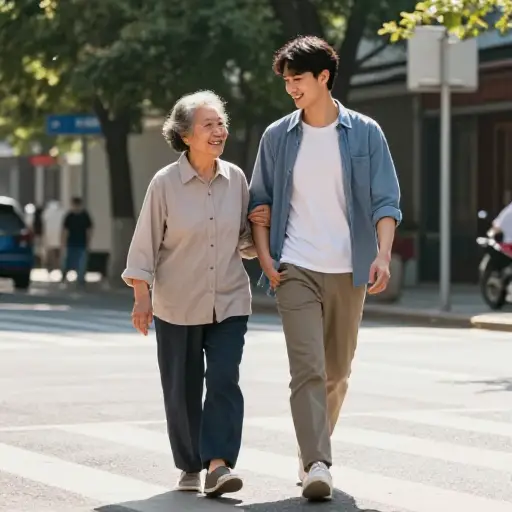 帮助他人时，他显示出善良的一面。