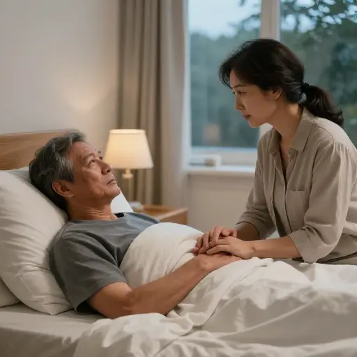 她照顾生病的丈夫直到他去世。