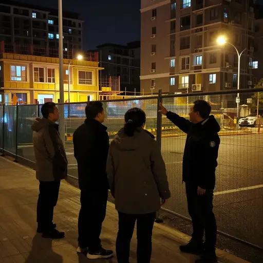 当地居民前来抗议深夜工地的噪音。