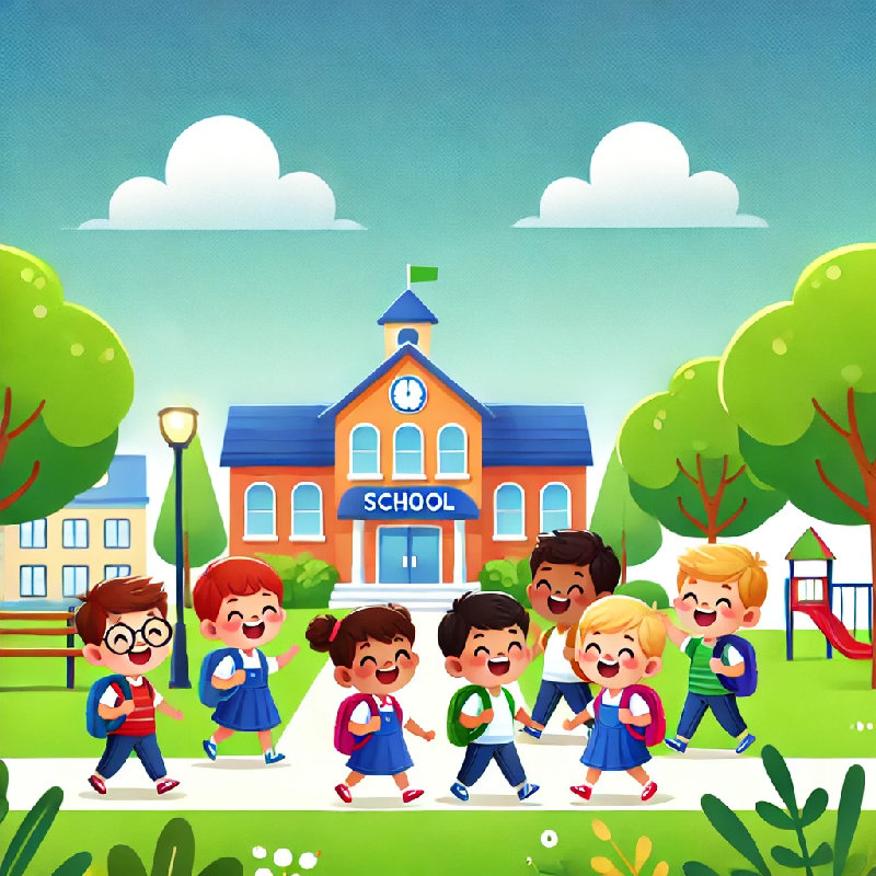 孩子们每天都去学校。