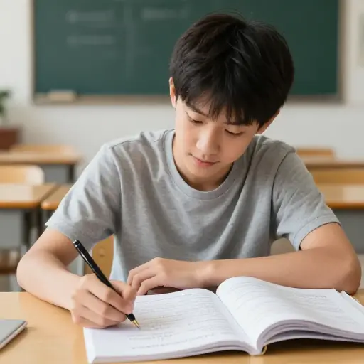 他在数学学习上进步很快。